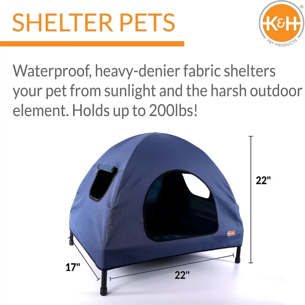 KampH Pet Products Original Pet Cot Tent Portable Dog House Dog Shade amp Weather Shelter Elevated Cot Dog Bed Navy Blue Large 30 X 42 X 32 Inches220L x 170W x 220Th