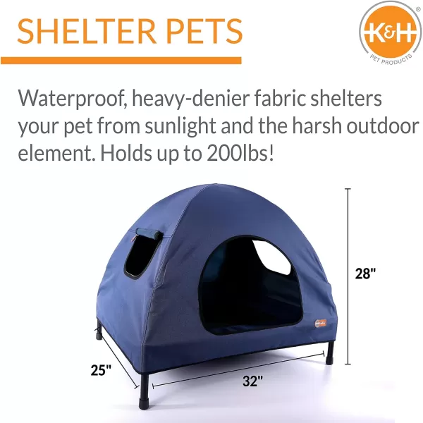 KampH Pet Products Original Pet Cot Tent Portable Dog House Dog Shade amp Weather Shelter Elevated Cot Dog Bed Navy Blue Large 30 X 42 X 32 Inches320L x 250W x 280Th