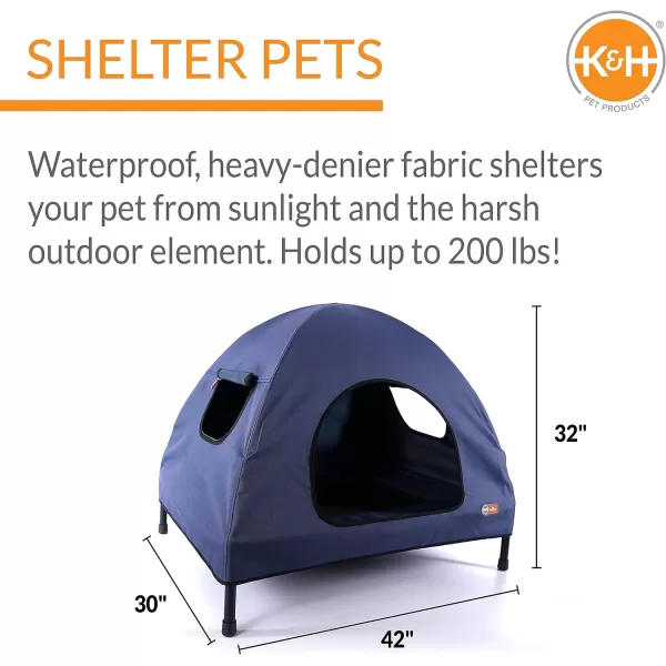KampH Pet Products Original Pet Cot Tent Portable Dog House Dog Shade amp Weather Shelter Elevated Cot Dog Bed Navy Blue Large 30 X 42 X 32 Inches420L x 300W x 320Th