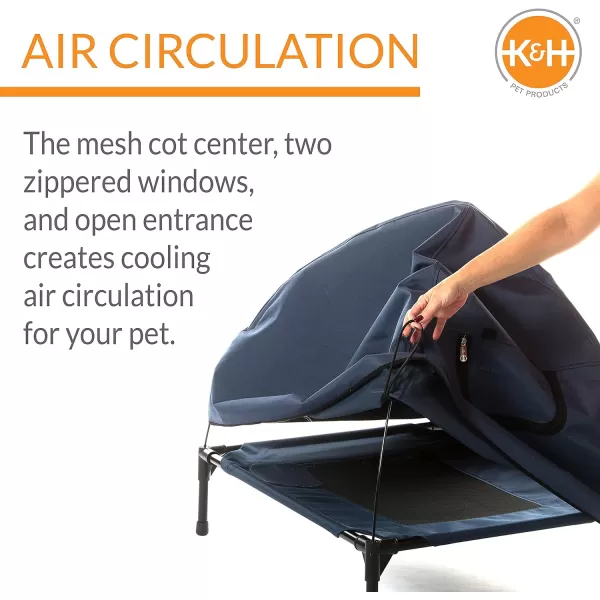 KampH Pet Products Original Pet Cot Tent Portable Dog House Dog Shade amp Weather Shelter Elevated Cot Dog Bed Navy Blue Large 30 X 42 X 32 Inches420L x 300W x 320Th