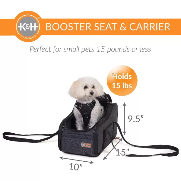 KampH Pet Products Portable Console Booster Dog Car Seat amp Carrier for Small Dogs amp Cats Luxury Car Seat for Center Car Armrest Includes Safety Tether  Charcoal 10 X 15 X 95 InchesConsole Charcoal