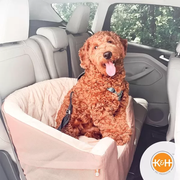 KampH Pet Products Portable Console Booster Dog Car Seat amp Carrier for Small Dogs amp Cats Luxury Car Seat for Center Car Armrest Includes Safety Tether  Charcoal 10 X 15 X 95 InchesSmall TanTan