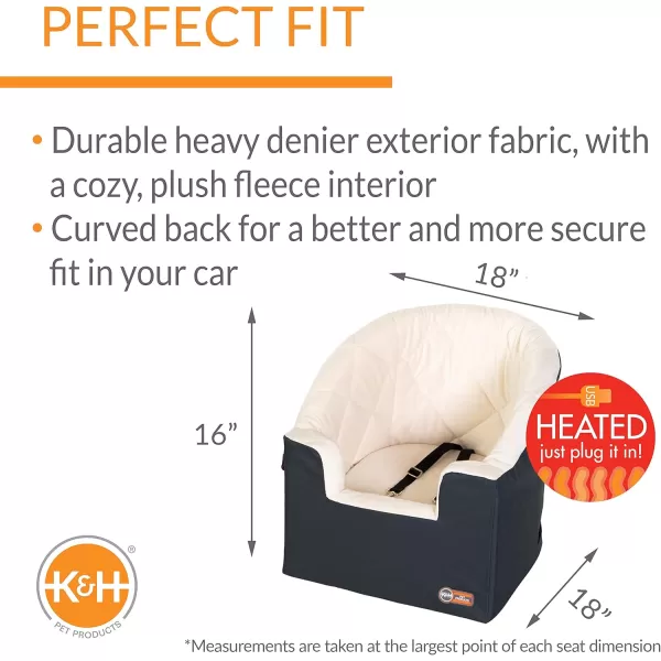 KampH Pet Products Portable Console Booster Dog Car Seat amp Carrier for Small Dogs amp Cats Luxury Car Seat for Center Car Armrest Includes Safety Tether  Charcoal 10 X 15 X 95 InchesHeated Small CharcoalCream