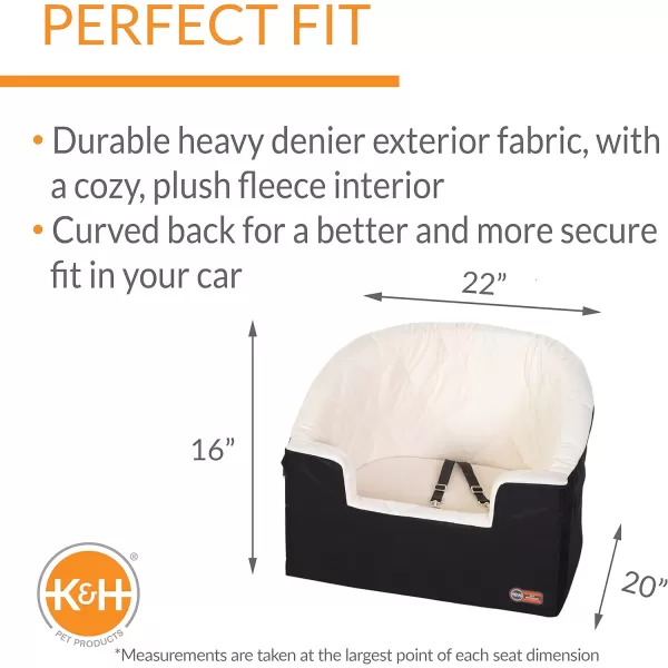 KampH Pet Products Portable Console Booster Dog Car Seat amp Carrier for Small Dogs amp Cats Luxury Car Seat for Center Car Armrest Includes Safety Tether  Charcoal 10 X 15 X 95 InchesLarge BlackCream