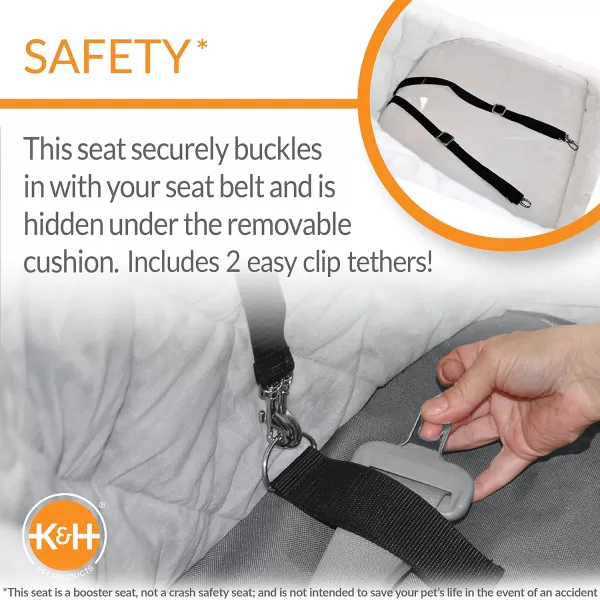 KampH Pet Products Portable Console Booster Dog Car Seat amp Carrier for Small Dogs amp Cats Luxury Car Seat for Center Car Armrest Includes Safety Tether  Charcoal 10 X 15 X 95 InchesHeated Small CharcoalCream