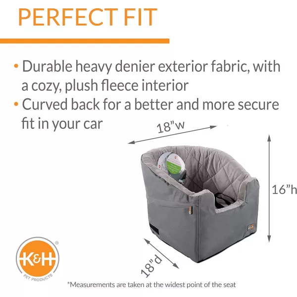 KampH Pet Products Portable Console Booster Dog Car Seat amp Carrier for Small Dogs amp Cats Luxury Car Seat for Center Car Armrest Includes Safety Tether  Charcoal 10 X 15 X 95 InchesSmall GrayGray