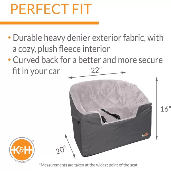 KampH Pet Products Portable Console Booster Dog Car Seat amp Carrier for Small Dogs amp Cats Luxury Car Seat for Center Car Armrest Includes Safety Tether  Charcoal 10 X 15 X 95 InchesLarge GrayGray