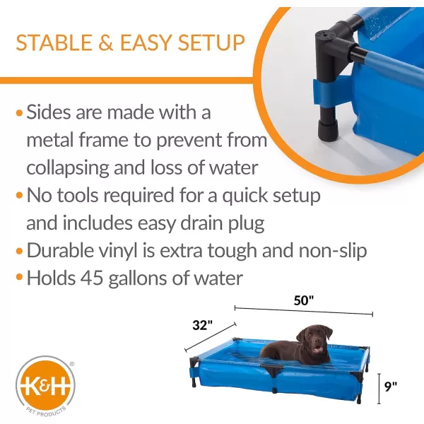 KampH Pet Products Portable Dog Pool amp Pet Bath for Dogs and Puppies Swimming Pool for Small and Medium Dogs Heavy Duty Plastic Wading Pet Pool with Drain Medium 25 X 32 X 7 InchesPet Pool XLarge 32 X 50 Inches