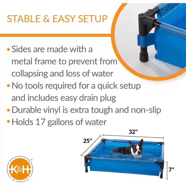 KampH Pet Products Portable Dog Pool amp Pet Bath for Dogs and Puppies Swimming Pool for Small and Medium Dogs Heavy Duty Plastic Wading Pet Pool with Drain Medium 25 X 32 X 7 InchesPet Pool Medium 25 X 32 Inches