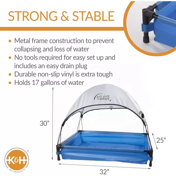 KampH Pet Products Portable Dog Pool amp Pet Bath for Dogs and Puppies Swimming Pool for Small and Medium Dogs Heavy Duty Plastic Wading Pet Pool with Drain Medium 25 X 32 X 7 InchesPool  Canopy Medium 25 X 32 Inches