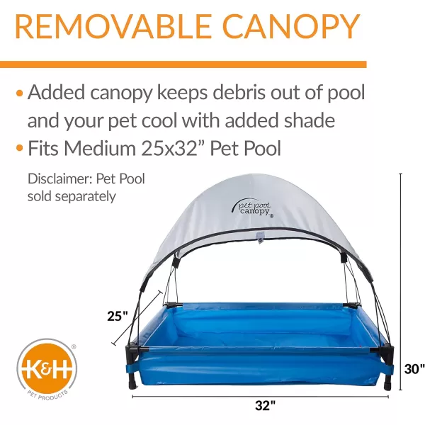 KampH Pet Products Portable Dog Pool amp Pet Bath for Dogs and Puppies Swimming Pool for Small and Medium Dogs Heavy Duty Plastic Wading Pet Pool with Drain Medium 25 X 32 X 7 InchesPool Canopy Medium 25 X 32 Inches