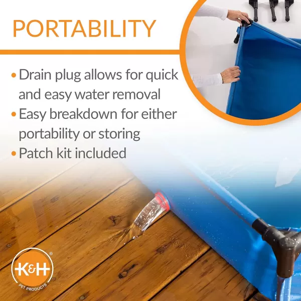 KampH Pet Products Portable Dog Pool amp Pet Bath for Dogs and Puppies Swimming Pool for Small and Medium Dogs Heavy Duty Plastic Wading Pet Pool with Drain Medium 25 X 32 X 7 InchesPet Pool XLarge 32 X 50 Inches