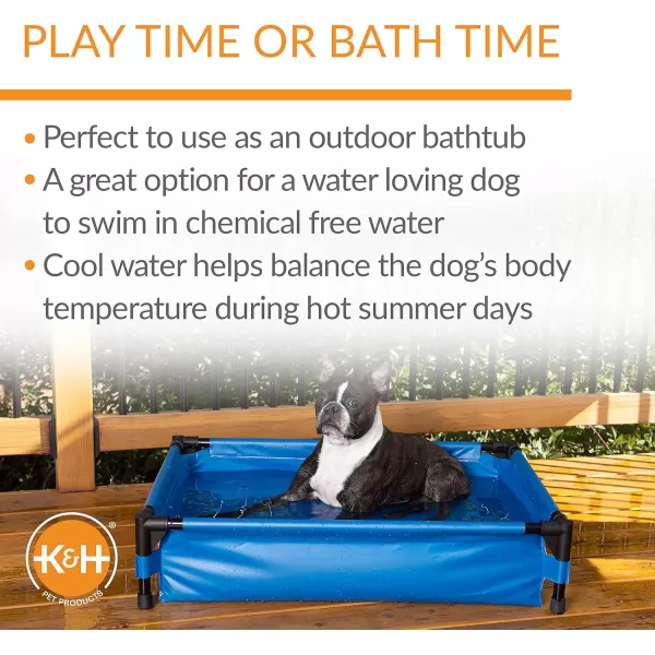 KampH Pet Products Portable Dog Pool amp Pet Bath for Dogs and Puppies Swimming Pool for Small and Medium Dogs Heavy Duty Plastic Wading Pet Pool with Drain Medium 25 X 32 X 7 InchesPet Pool Medium 25 X 32 Inches