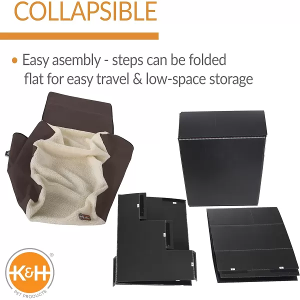 KampH Pet Products Portable Lightweight Dog Stairs  Dog Steps for High Beds ChocolateFleece 4 StepKampH Pet Products Portable Lightweight Dog Stairs  Dog Steps for High Beds ChocolateFleece 4 Step