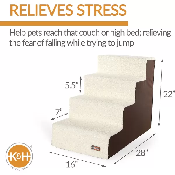 KampH Pet Products Portable Lightweight Dog Stairs  Dog Steps for High Beds ChocolateFleece 4 StepKampH Pet Products Portable Lightweight Dog Stairs  Dog Steps for High Beds ChocolateFleece 4 Step