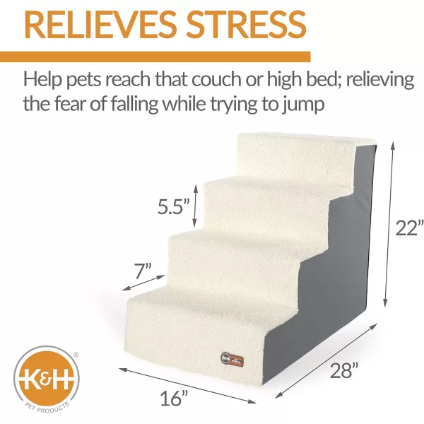 KampH Pet Products Portable Lightweight Dog Stairs  Dog Steps for High Beds GrayFleece 4 StepKampH Pet Products Portable Lightweight Dog Stairs  Dog Steps for High Beds GrayFleece 4 Step