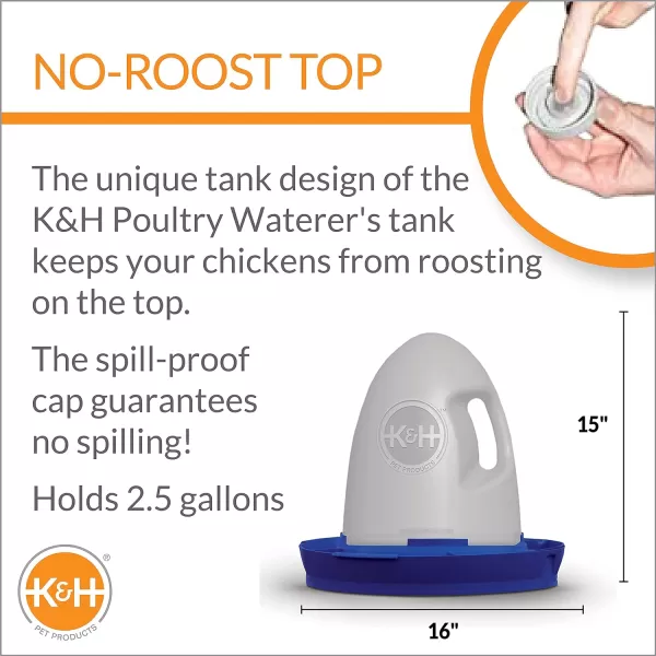 KampH Pet Products Poultry Waterer 25gal Unheated Blue  No Roost Top amp NonSpill RefillKampH Pet Products Poultry Waterer 25gal Unheated Blue  No Roost Top amp NonSpill Refill