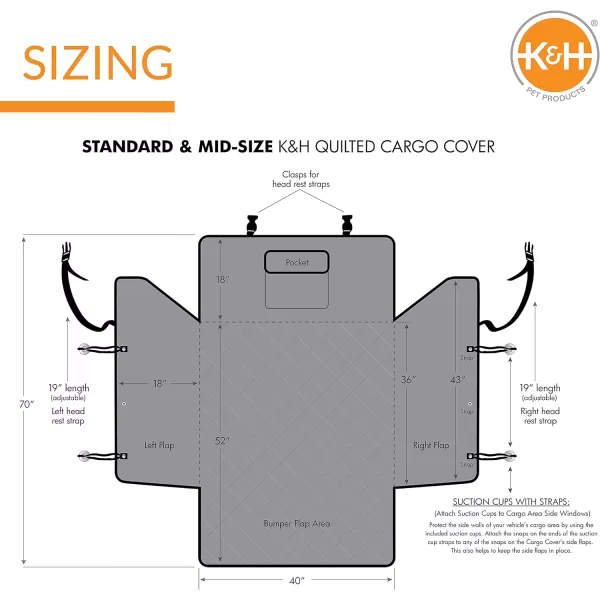 KampH Pet Products Quilted Cargo Cover Gray StandardMidSize Vehicle 54 InchesTan StandardMidSize Vehicle 54 Inches Recyclable Box
