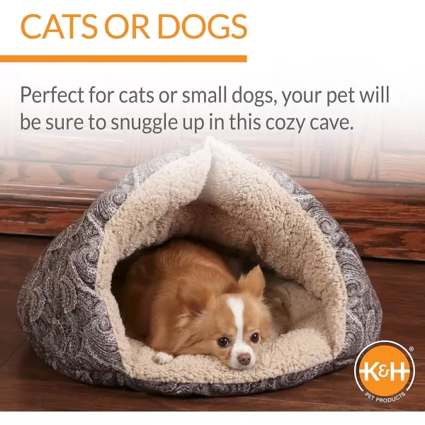 KampH Pet Products SelfWarming Hut Pet Bed Cat Bed Cave Gray Small 18 X 19 InchesBrown