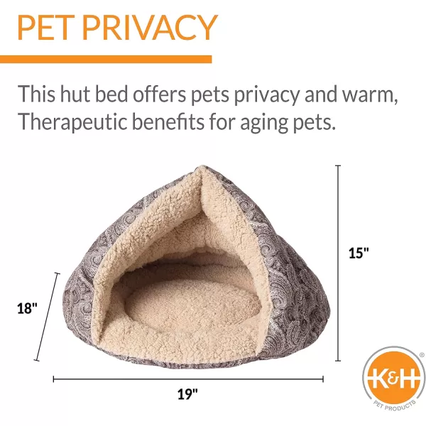 KampH Pet Products SelfWarming Hut Pet Bed Cat Bed Cave Gray Small 18 X 19 InchesBrown