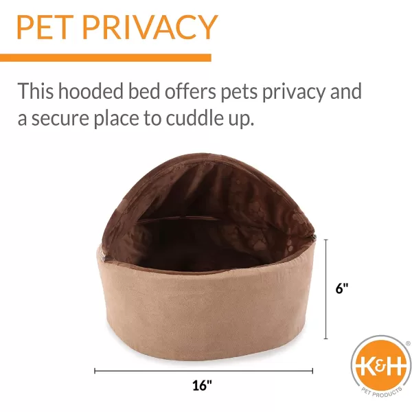 KampH Pet Products SelfWarming Kitty Bed Hooded Pet Bed for Cats or Dogs ChocolateTan Small 16 Inches160L x 160W x 130Th ChocolateTan