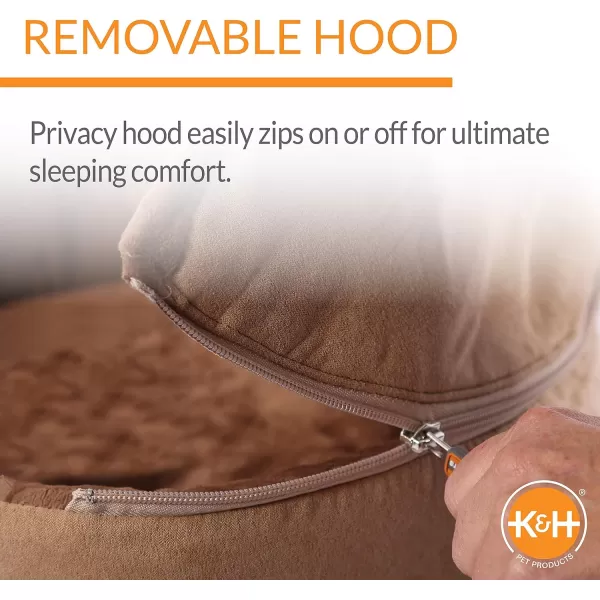 KampH Pet Products SelfWarming Kitty Bed Hooded Pet Bed for Cats or Dogs ChocolateTan Small 16 Inches160L x 160W x 130Th ChocolateTan