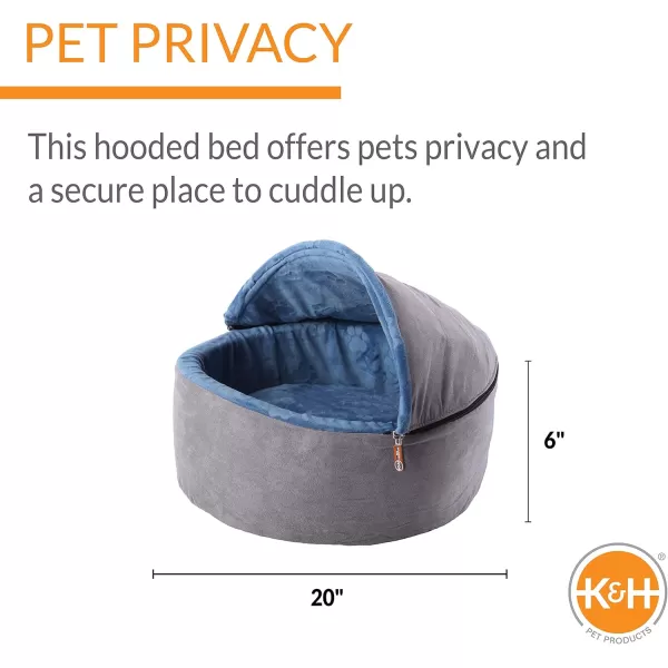 KampH Pet Products SelfWarming Kitty Bed Hooded Pet Bed for Cats or Dogs ChocolateTan Small 16 Inches200L x 200W x 130Th BlueGray