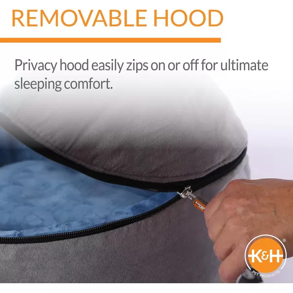KampH Pet Products SelfWarming Kitty Bed Hooded Pet Bed for Cats or Dogs ChocolateTan Small 16 Inches200L x 200W x 130Th BlueGray