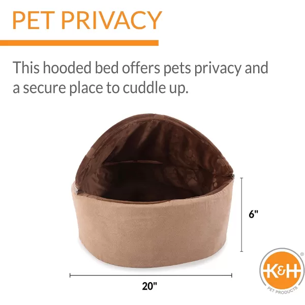 KampH Pet Products SelfWarming Kitty Bed Hooded Pet Bed for Cats or Dogs ChocolateTan Small 16 Inches200L x 200W x 130Th ChocolateTan