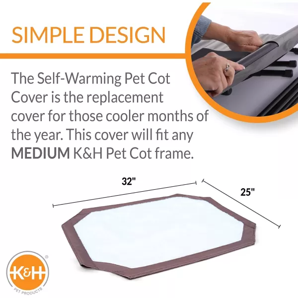 KampH Pet Products SelfWarming Pet Cot Cover Replacement Cot Sold Separately  ChocolateFleece Medium 25 X 32 InchesMedium 25 x 32 in