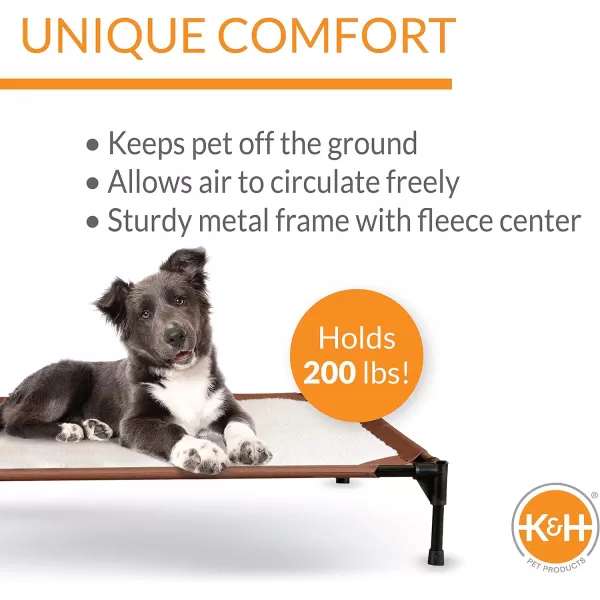 KampH Pet Products SelfWarming Pet Cot Elevated Dog Bed Cot  ChocolateFleece Medium 25 X 32 X 7 Inches420L x 300W x 70Th