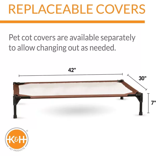 KampH Pet Products SelfWarming Pet Cot Elevated Dog Bed Cot  ChocolateFleece Medium 25 X 32 X 7 Inches420L x 300W x 70Th