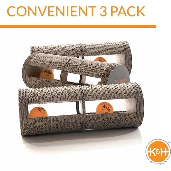 KampH Pet Products Stretch n Scratch Cat Scratcher Toy Cardboard 9 X 14 X 15 InchesInteractive 3 Pack Roller