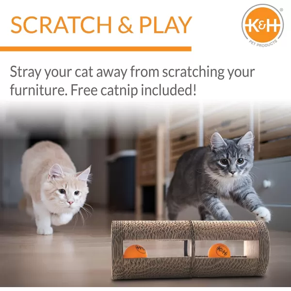 KampH Pet Products Stretch n Scratch Cat Scratcher Toy Cardboard 9 X 14 X 15 InchesInteractive 3 Pack Roller
