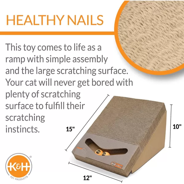 KampH Pet Products Stretch n Scratch Cat Scratcher Toy Cardboard 9 X 14 X 15 InchesInteractive Scratch Ramp amp Track