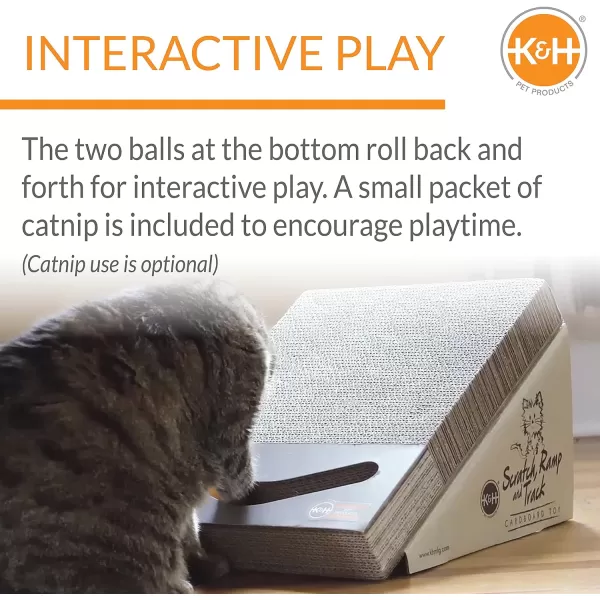 KampH Pet Products Stretch n Scratch Cat Scratcher Toy Cardboard 9 X 14 X 15 InchesInteractive Scratch Ramp amp Track