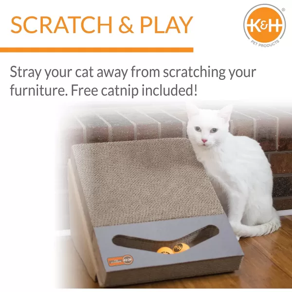 KampH Pet Products Stretch n Scratch Cat Scratcher Toy Cardboard 9 X 14 X 15 InchesInteractive Scratch Ramp amp Track