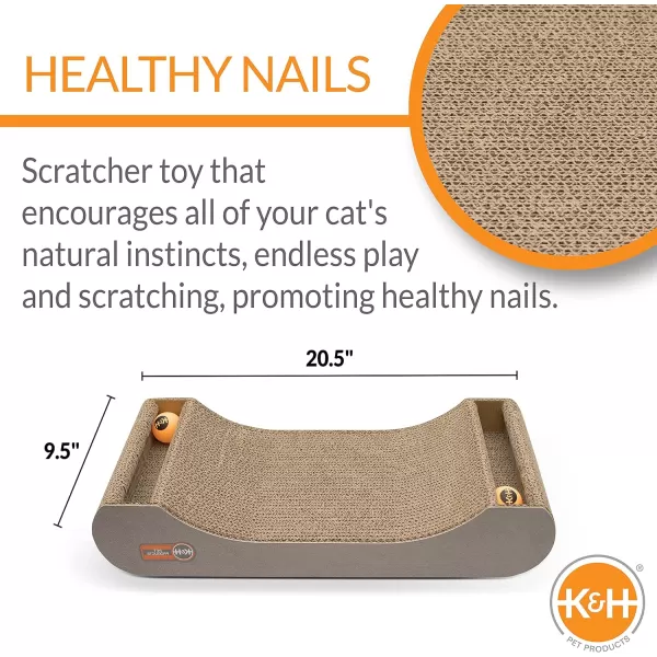 KampH Pet Products Stretch n Scratch Cat Scratcher Toy Cardboard 9 X 14 X 15 InchesRecyclable Box Scratch n Track 205 X 95 Inches