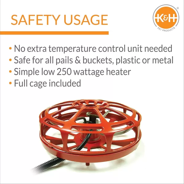 KampH Pet Products Submersible Ultimate Pail amp Bucket Deicer Red 250 WattsDeicer