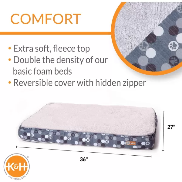 KampH Pet Products Superior Orthopedic Dog Bed GrayPaw Small 27 X 36 X 4 InchesGrayPaw 360L x 270W x 40Th Indoor Plush