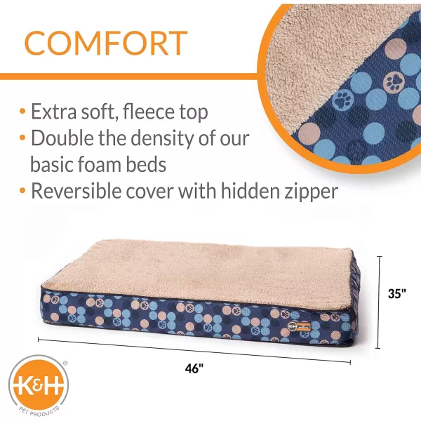 KampH Pet Products Superior Orthopedic Dog Bed GrayPaw Small 27 X 36 X 4 InchesNavyPaw 460L x 350W x 40Th Indoor Plush