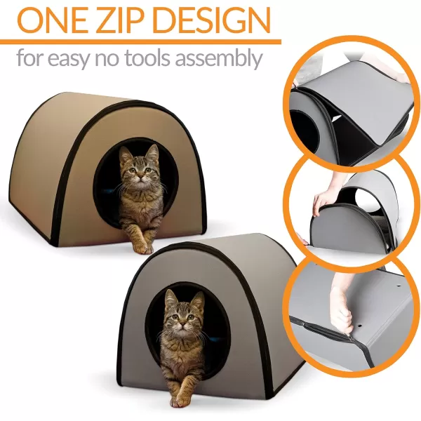 KampH Pet Products Thermo Mod Kitty Shelter Waterproof Outdoor Heated Cat House Gray 21 X 14 X 13 InchesGray