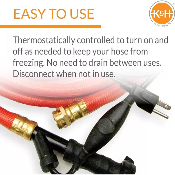 KampH Pet Products ThermoHose Ice Free Heated Water Hose Rubber Red 60 Feet 250 Watts40 Feet 200 Watts Retail Box