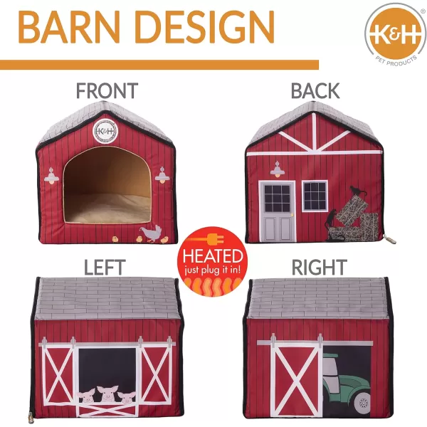 KampH Pet Products ThermoIndoor Pet House Heated Cat Bed for Dogs and Cats Cottage Design 16 X 15 X 14 InchesBarn Design