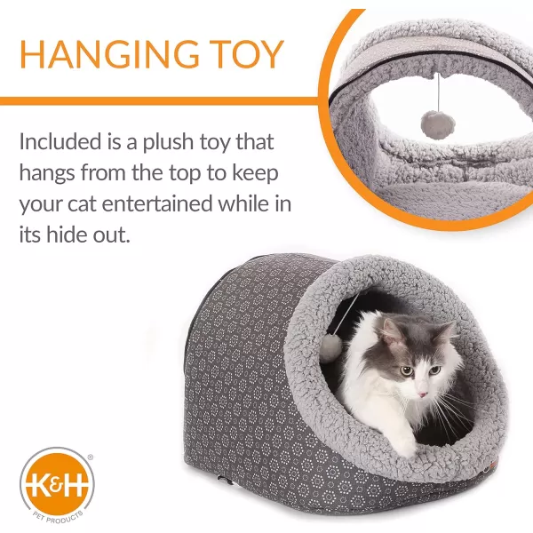 KampH Pet Products ThermoPet Cave Heated Cat Bed  GrayGeo Flower 17 X 15 X 13 InchesGrayGeo Flower Unheated