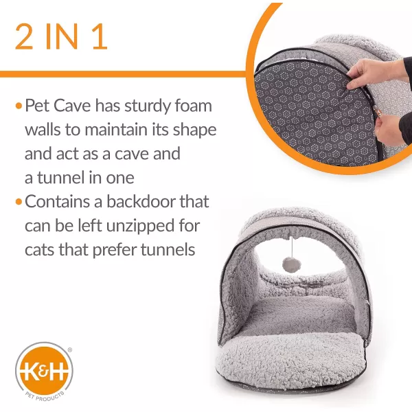 KampH Pet Products ThermoPet Cave Heated Cat Bed  GrayGeo Flower 17 X 15 X 13 InchesGrayGeo Flower Unheated