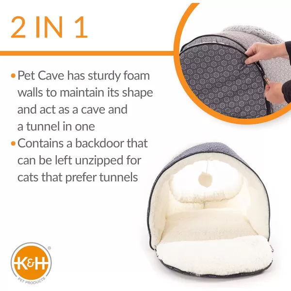 KampH Pet Products ThermoPet Cave Heated Cat Bed  GrayGeo Flower 17 X 15 X 13 InchesNavyGeo Flower Unheated