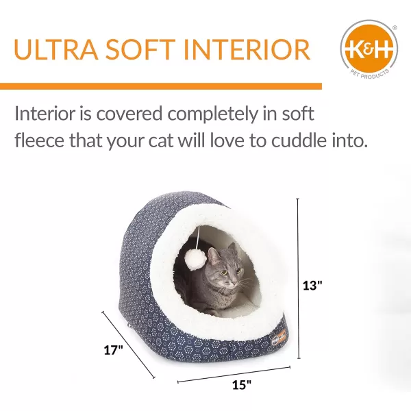 KampH Pet Products ThermoPet Cave Heated Cat Bed  GrayGeo Flower 17 X 15 X 13 InchesNavyGeo Flower Unheated
