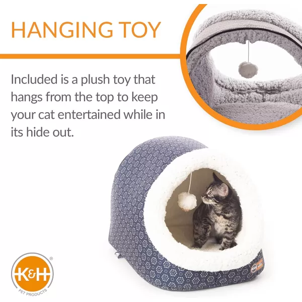 KampH Pet Products ThermoPet Cave Heated Cat Bed  GrayGeo Flower 17 X 15 X 13 InchesNavyGeo Flower Unheated