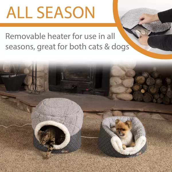 KampH Pet Products ThermoPet Nest Heated Cat Bed for Indoor Cats amp Kittens 2in1 Heated Cat Cave amp Cuddler Gray Small 18 X 15 InchesKampH Pet Products ThermoPet Nest Heated Cat Bed for Indoor Cats amp Kittens 2in1 Heated Cat Cave amp Cuddler Gray Small 18 X 15 Inches